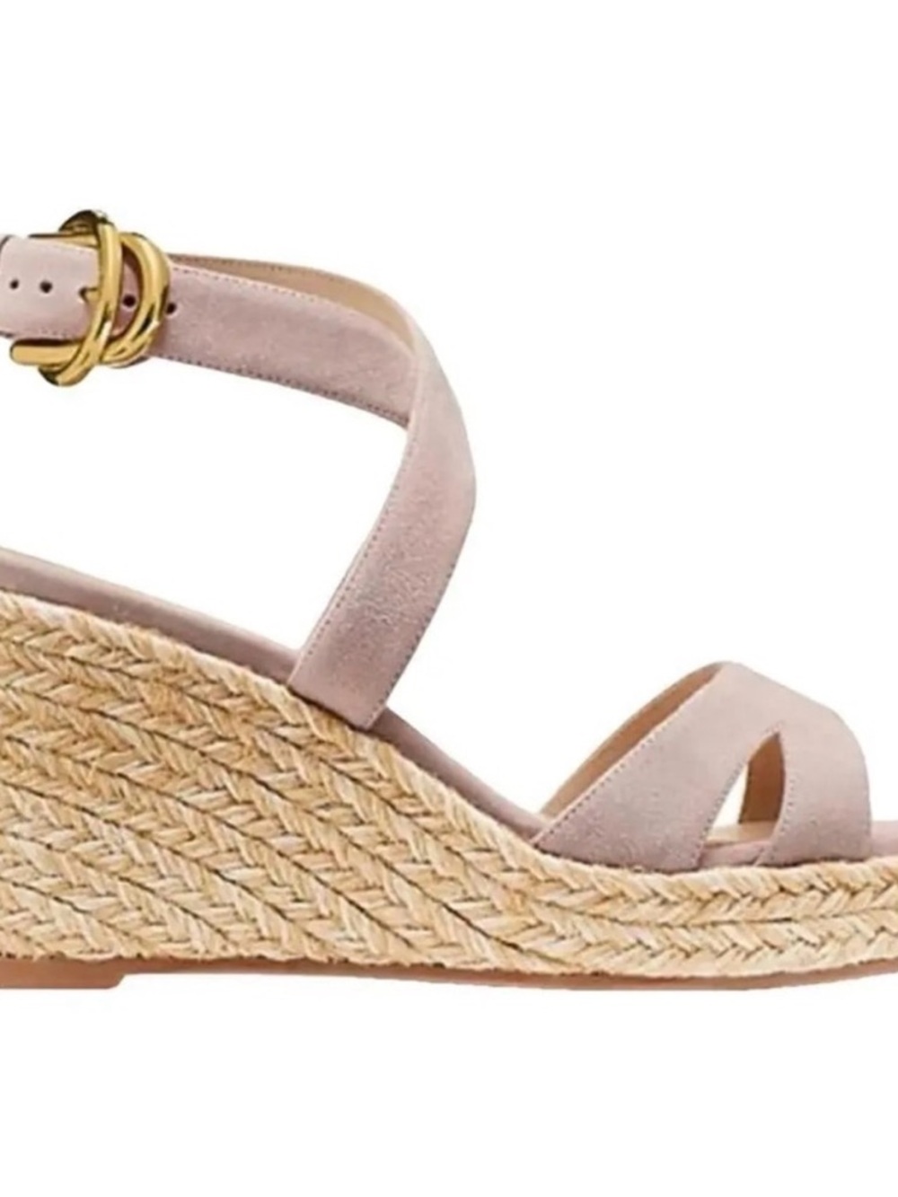 Stuart Weitzman Pink Suede Espadrille Wedge Sandals